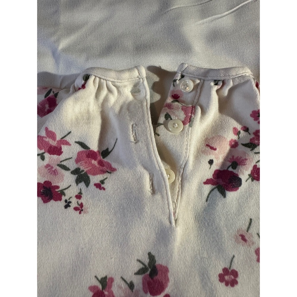 Baby Gap Floral Long Sleeve One Piece Romper Jumpsuit Cream Pink Size 3-6M - Picture 4 of 5